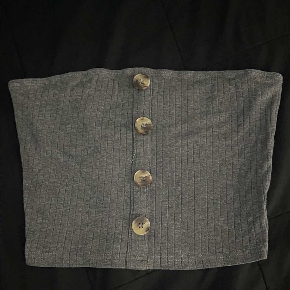SHEIN Gray Tube Top with Buttons